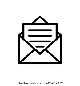 Open envelope mail icon, vector illustration. Flat design style