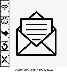 Open envelope mail icon, vector illustration. Flat design style