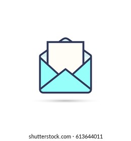 Open envelope mail icon, vector isolated illustration.
