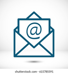 Open envelope mail icon, vector illustration. Flat design style