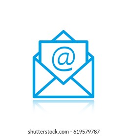 Open envelope mail icon, vector illustration. Flat design style
