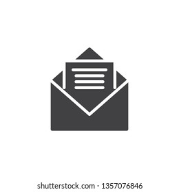 Open envelope mail vector icon. filled flat sign for mobile concept and web design. Receive message glyph icon. Symbol, logo illustration. Pixel perfect vector graphics