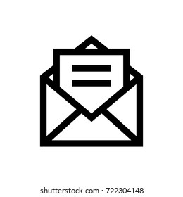 Open envelope Mail Vector Icon. Editable Stroke. 256x256 Pixel Perfect