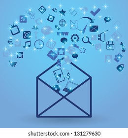 open envelope with media. vector eps10