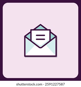 Open Envelope with Message Icon, Minimalist Design