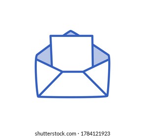 An open envelope with a message, an incoming message. Vector illustration in a hand-drawn style.
