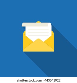 open envelope and message use for open mail and read mail concept, flat design vector  for application of smart phone and tablet