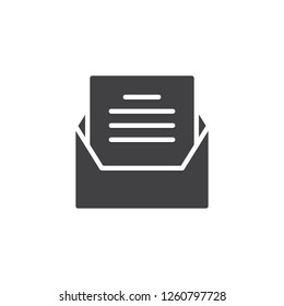 Open envelope message vector icon. filled flat sign for mobile concept and web design. Review mail simple solid icon. Symbol, logo illustration. Pixel perfect vector graphics