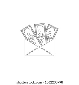 Open envelope with money dollar. simple flat vector icon illustration. outline line symbol - editable stroke