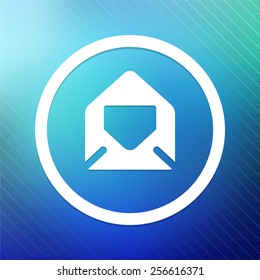Open Envelope on Blue Round Button