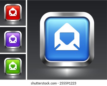 Open Envelope on Blue Square Button