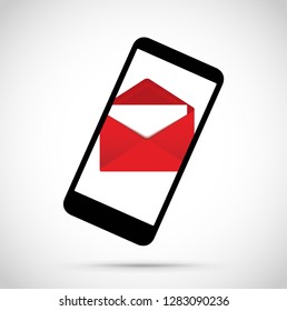 Open envelope on an mobile cell phone 