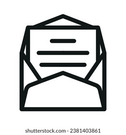Open envelope outline vector icon, linear style sign isolated on white background. Editable stroke design