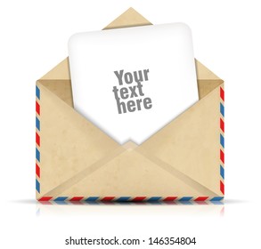 Open envelope with paper