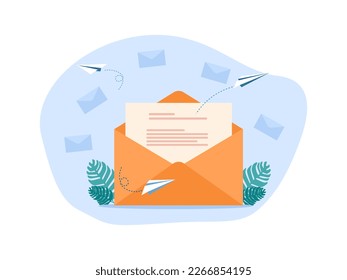 Open an envelope with a paper airplane. Show new email notifications. Send a letter via email. Social Media Marketing. Subscribe to the newsletter