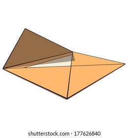 Open envelope with paper. Perspective drawing. Vector