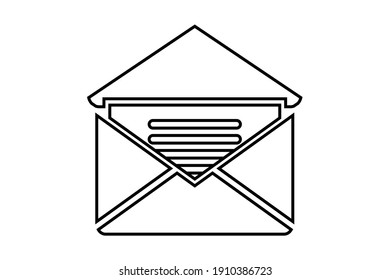 Open envelope pictogram. Modern line icon - vector