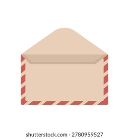 Open Envelope with Red Striped Border. Open Airmail Envelope Clipart. Open Mail Envelope with Red Blue.