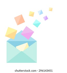 open envelope with sheets motley illustration