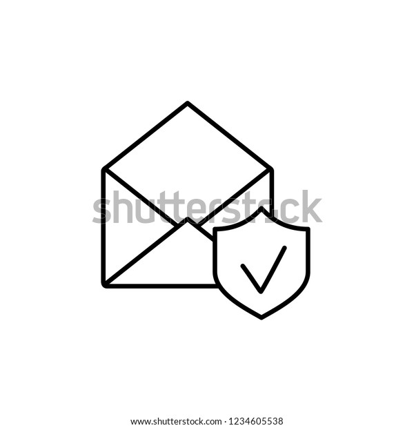 Open Envelope Shield Line Black Icon Stock Vector (Royalty Free ...
