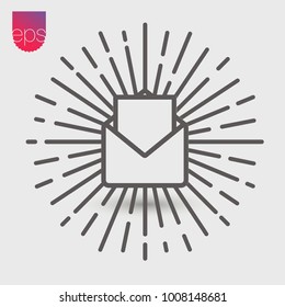 Open Envelope simple Vector Icon. Vector emblem isolated on grey background. Vector pictogram clipart