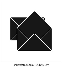 Open envelope sms message symbol sign silhouette icon on background