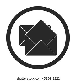 Open envelope sms message symbol sign silhouette icon on background
