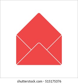 Open envelope symbol sign flat icon on background