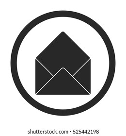 Open envelope symbol sign silhouette icon on background