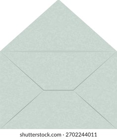 Envelope aberto com aba triangular e grão de papel em sombreamento plano limpo. Bolso de correio de papelaria renderizado com dobras geométricas e detalhes de padrão macio. Ilustração de vetor de desenhos animados