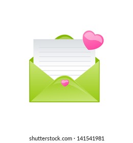 Open the envelope with two heart and valentine's day. Vector Eps10