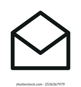 Open envelope UI icon, mail read simple line user interface vector symbol