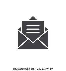 An open envelope vector icon. filled flat sign for mobile concept and web design. Received mail glyph icon. Reading message symbol, logo illustration. Vector graphics