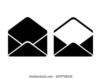 Open envelope vector icon isolated on white background