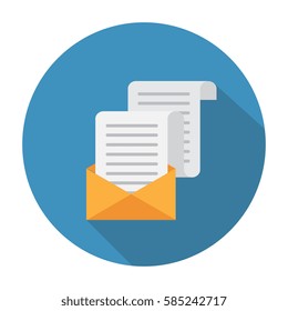 Open Envelope. Vector illustration. Letter and envelope vector icon.  Flat vector cartoon illustration. Isolated on a background. 