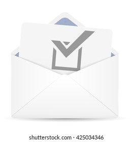 Open envelope with vote. Vector illustration.