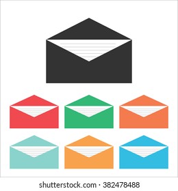 Open envelopes, variety of colors