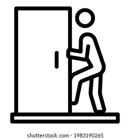 Open evacuation door icon. Outline Open evacuation door vector icon for web design isolated on white background