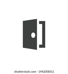 Abrir icono de salida aislado en el gráfico de vectores en blanco y negro