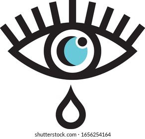 Open eye icon design with tear isolated on white background