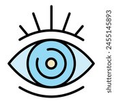 Open eye icon. Outline open eye vector icon color flat isolated on white