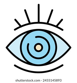 Open eye icon. Outline open eye vector icon color flat isolated on white