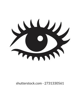 Ícone de olho aberto ilustração vetorial mostrando pupila do globo ocular cílios visão visão olhar ver sentido óptico beleza conceito maquiagem isolado branco fundo design elemento
