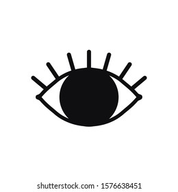 Open eye line icon on white background. Look, see, sight, view sign and symbol. Vector linear graphic element. Optical and search theme in minimal design style. Eye with eyelashes.
