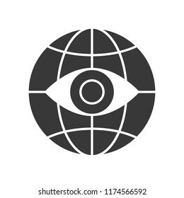 open eye on globe icon, 