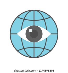 open eye on globe icon, 