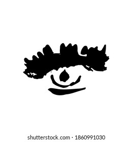 Open eye on white background. Grunge brush vector illustration.