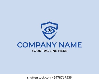 Open eye and shield logo design. Safety Service of constant eye protection logo design template