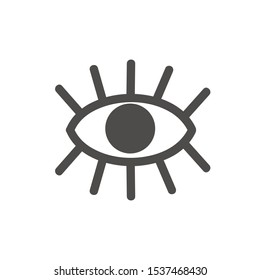 Open eye. Vector linear freehand illustration in doodle style. Eye logo