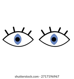 Open eyes, blue, isolated, Illustrator